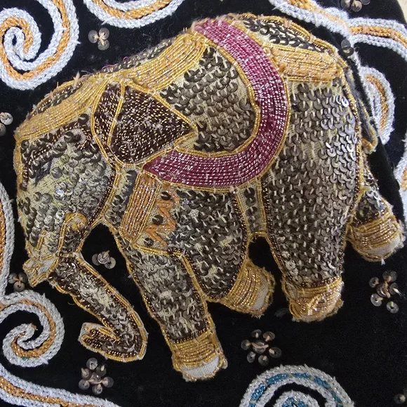 Vintage Carol Horn Workshop 🐘 Elephant 🐘 Vest Embellished Beads Sequins Ethnic - Picture 5 of 6